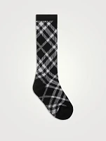 Check Cotton Blend Socks