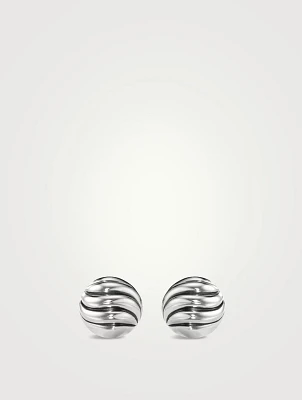 Sculpted Cable Stud Earrings In Sterling Silver, 8mm