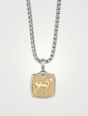 Petrvs® Horse Amulet In Sterling Silver With 18k Yellow Gold