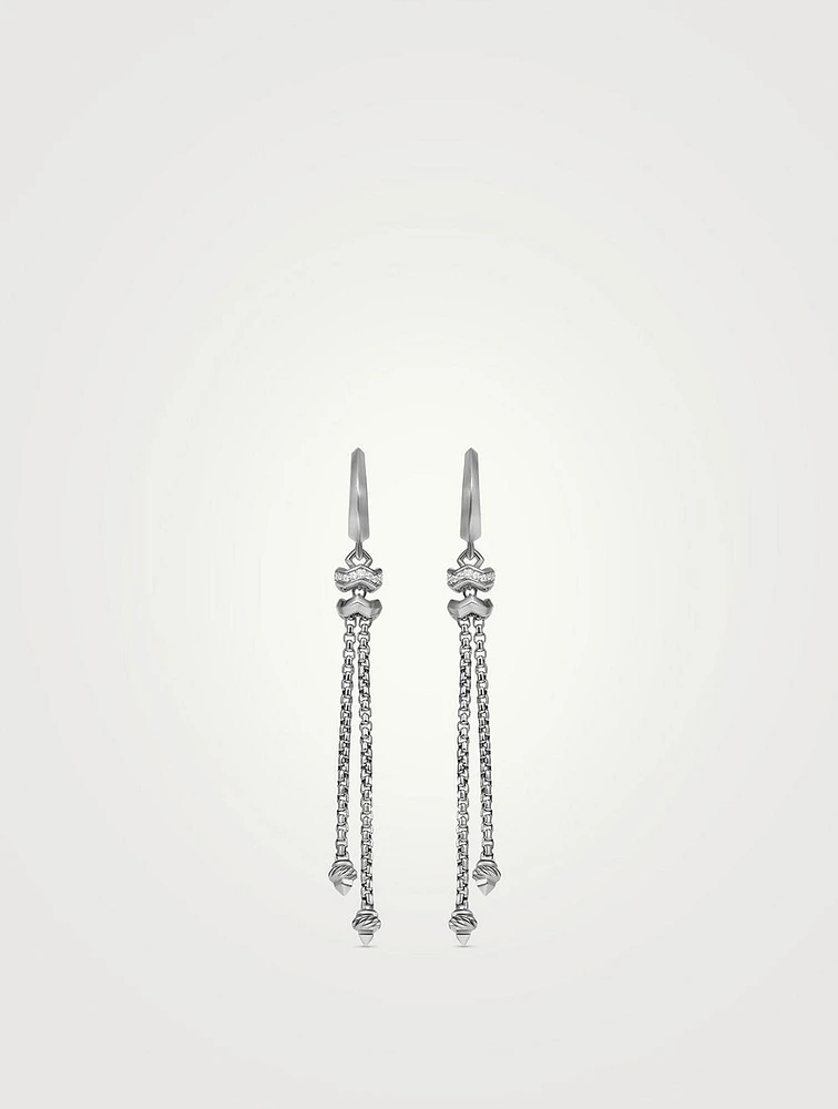 Zig Zag Stax™ Chain Drop Earrings In Sterling Silver With Diamonds, 66mm