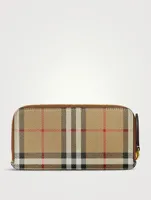 Large Check Zip Card Case