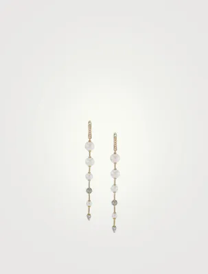 Pearl And Pavé Drop Earrings In 18k Yellow Gold With Diamonds