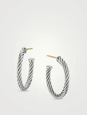 Cable Hoop Earrings In Sterling Silver