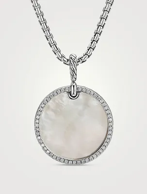 Dy Elements® Disc Pendant In Sterling Silver With Mother Of Pearl And Pavé Diamond Rim