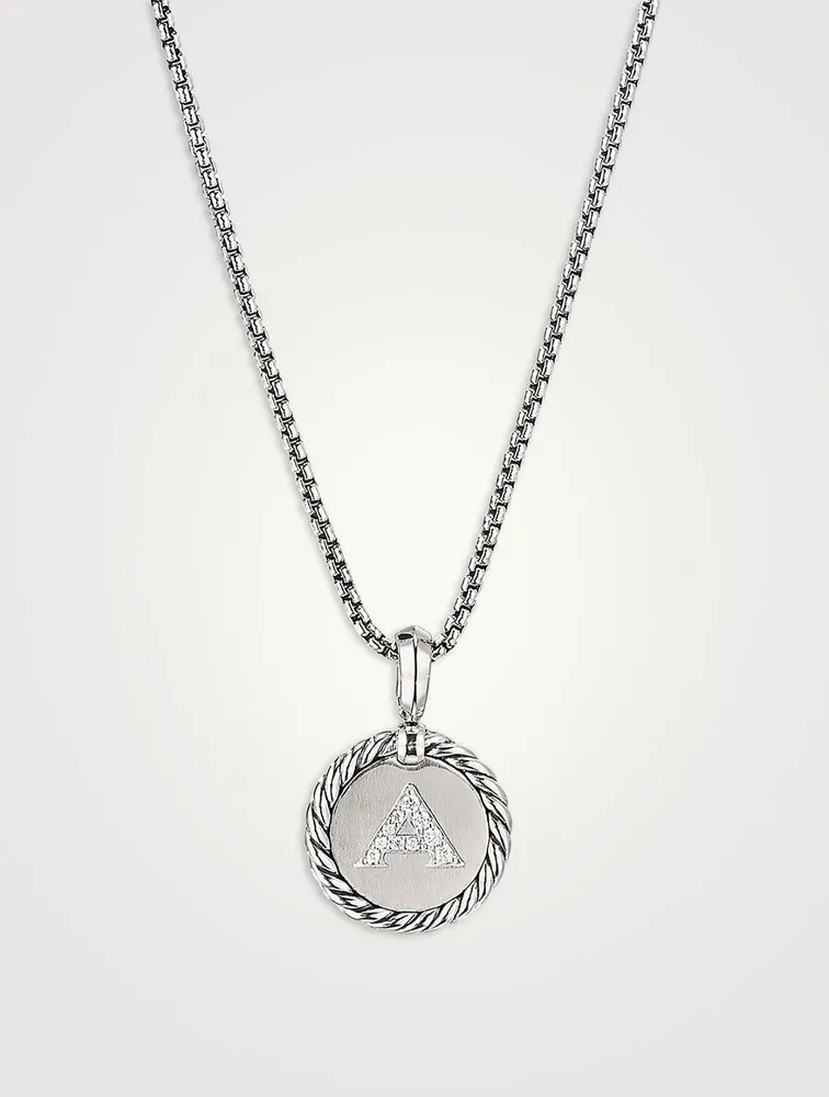 A Initial Charm In Sterling Silver With Pavé Diamonds