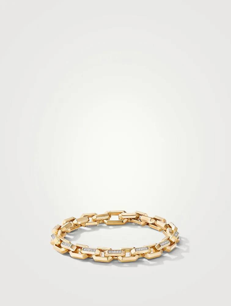 Heirloom Chain Link Bracelet 18k Yellow Gold With Pavé Diamonds