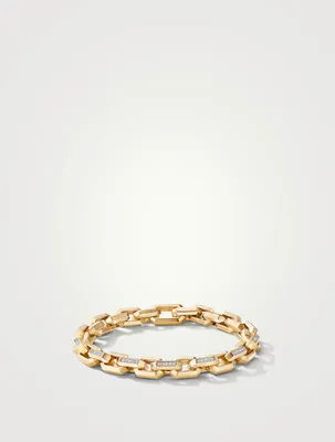 Heirloom Chain Link Bracelet 18k Yellow Gold With Pavé Diamonds