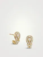Thoroughbred Loop Huggie Hoop Earrings In 18k Yellow Gold With Full Pavé Diamonds