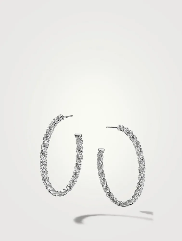 Pavéflex Hoop Earrings In 18k White Gold With Diamonds