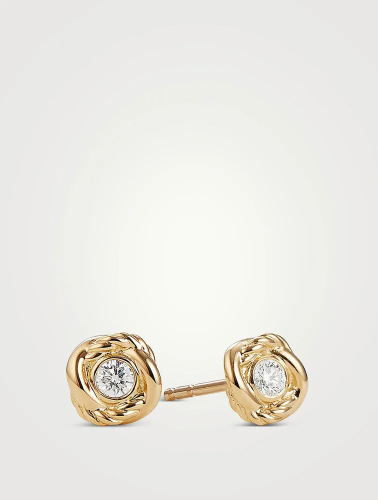 Crossover Infinity Stud Earrings In 18k Gold With Diamonds