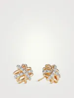 Crossover Stud Earrings In 18k Yellow Gold With Pavé Diamonds