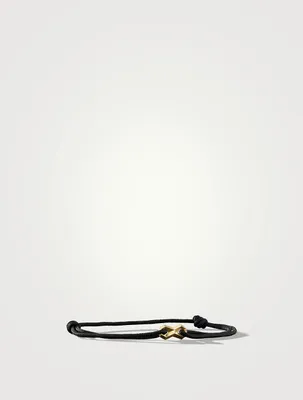 Infinity Link Black Cord Bracelet With 18k Yellow Gold