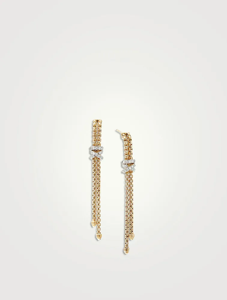 Helena Box Chain Drop Earrings In 18k Yellow Gold With Pavé Diamonds