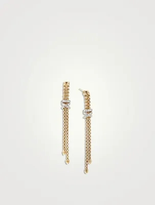 Helena Box Chain Drop Earrings In 18k Yellow Gold With Pavé Diamonds
