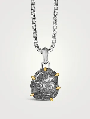 Amulette Balance en argent sterling avec or jaune 18 carats