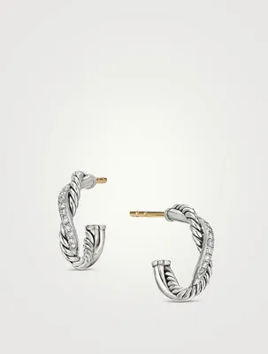 Petite Infinity Huggie Hoop Earrings In Sterling Silver With Pavé Diamonds