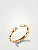 Sculpted Cable Cuff Bracelet 18k Yellow Gold With Pavé Diamonds
