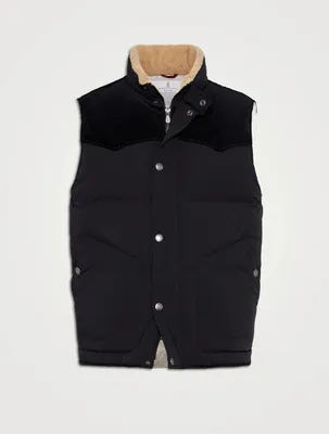 Down Vest With Shearling-lined Collar