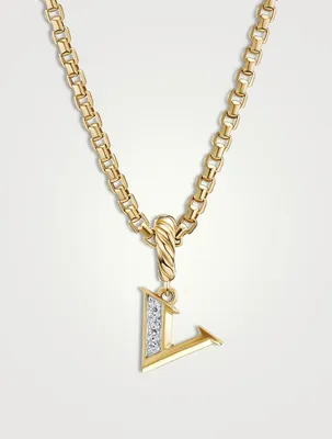 Pavé V Initial Pendant In 18k Yellow Gold With Diamonds