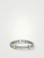 Double Box Chain Bracelet Sterling Silver With 18k Yellow Gold