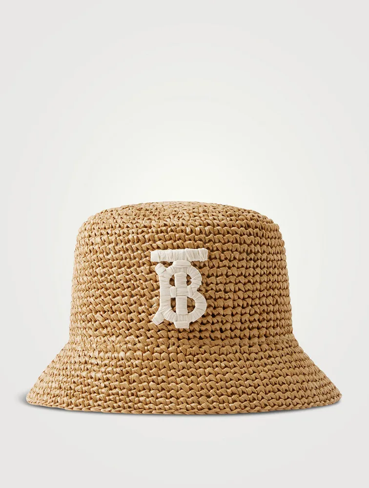 Monogram Motif Raffia-effect Bucket Hat