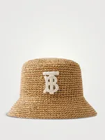 Monogram Motif Raffia-effect Bucket Hat