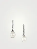 Pearl And Pavé Solari Drop Earrings In Sterling Silver With Diamonds