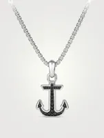 Maritime® Anchor Amulet In Sterling Silver With Pavé Black Diamonds
