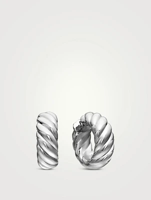 Sculpted Cable Hoop Earrings In Sterling Silver