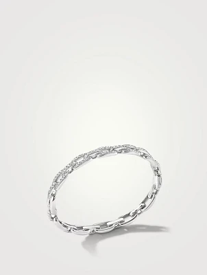 Stax Chain Link Bracelet 18k White Gold With Pavé Diamonds