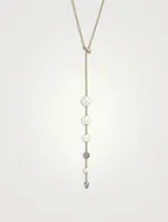 Pearl And Pavé Y Necklace In 18k Yellow Gold With Diamonds
