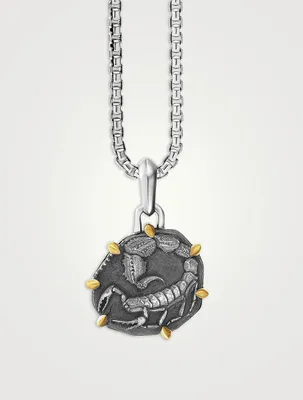 Scorpio Amulet In Sterling Silver With 18k Yellow Gold