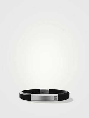 Streamline® Id Bracelet  With Black Rubber And Sterling Silver, 10mm