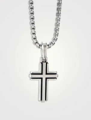 Deco Cross Pendant In Sterling Silver