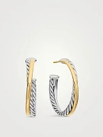 Crossover Hoop Earrings In Sterling Silver With 18k Yellow Gold