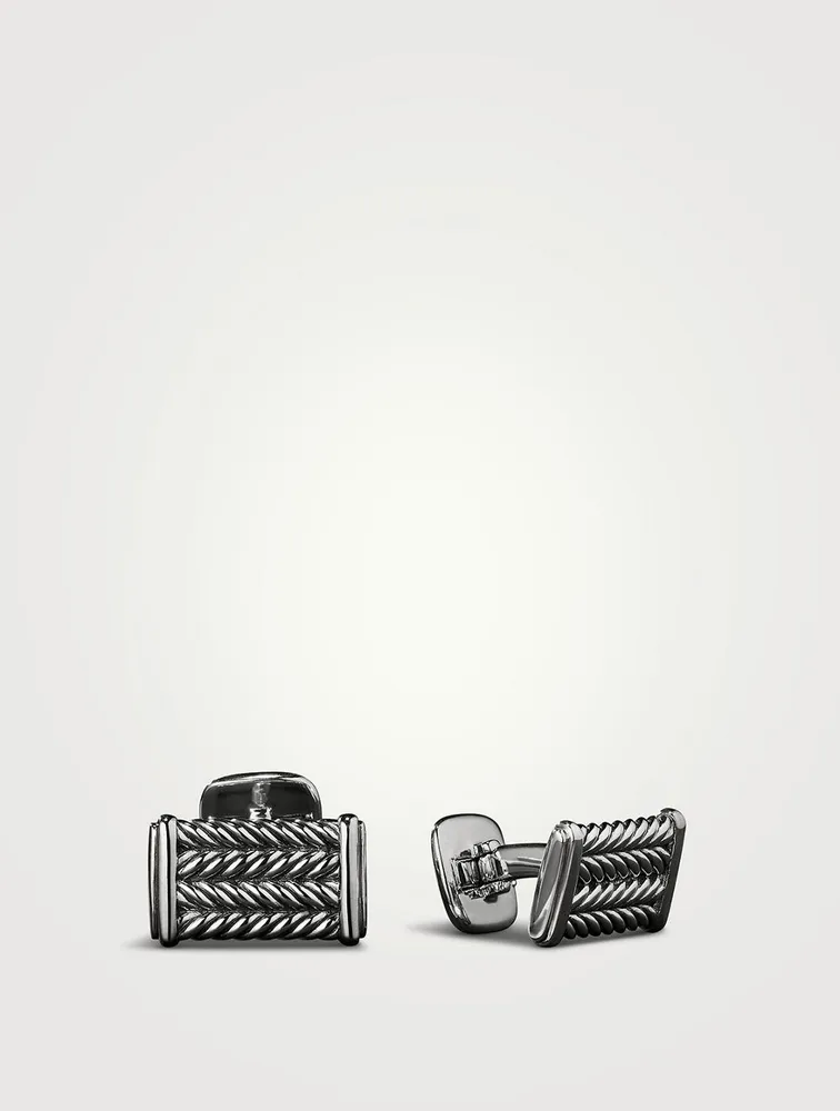 Chevron Cufflinks In Sterling Silver