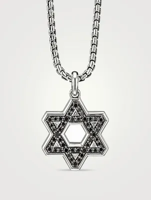 Streamline® Star Of David Pendant In Sterling Silver With Pavé Black Diamonds