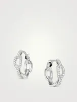 Stax Chain Link Huggie Hoop Earrings In 18k White Gold With Pavé Diamonds
