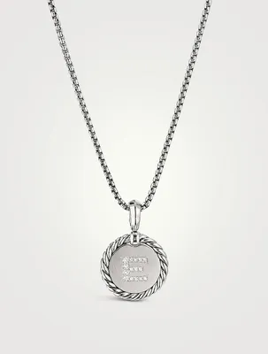 E Initial Charm In Sterling Silver With Pavé Diamonds