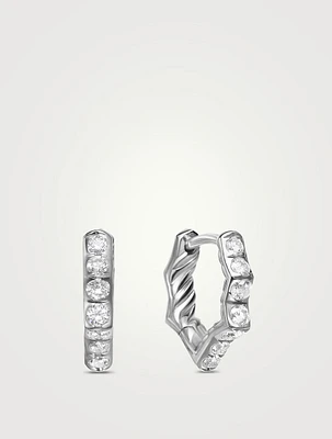 Zig Zag Stax™ Huggie Hoop Earrings In Sterling Silver With Diamonds, 13mm