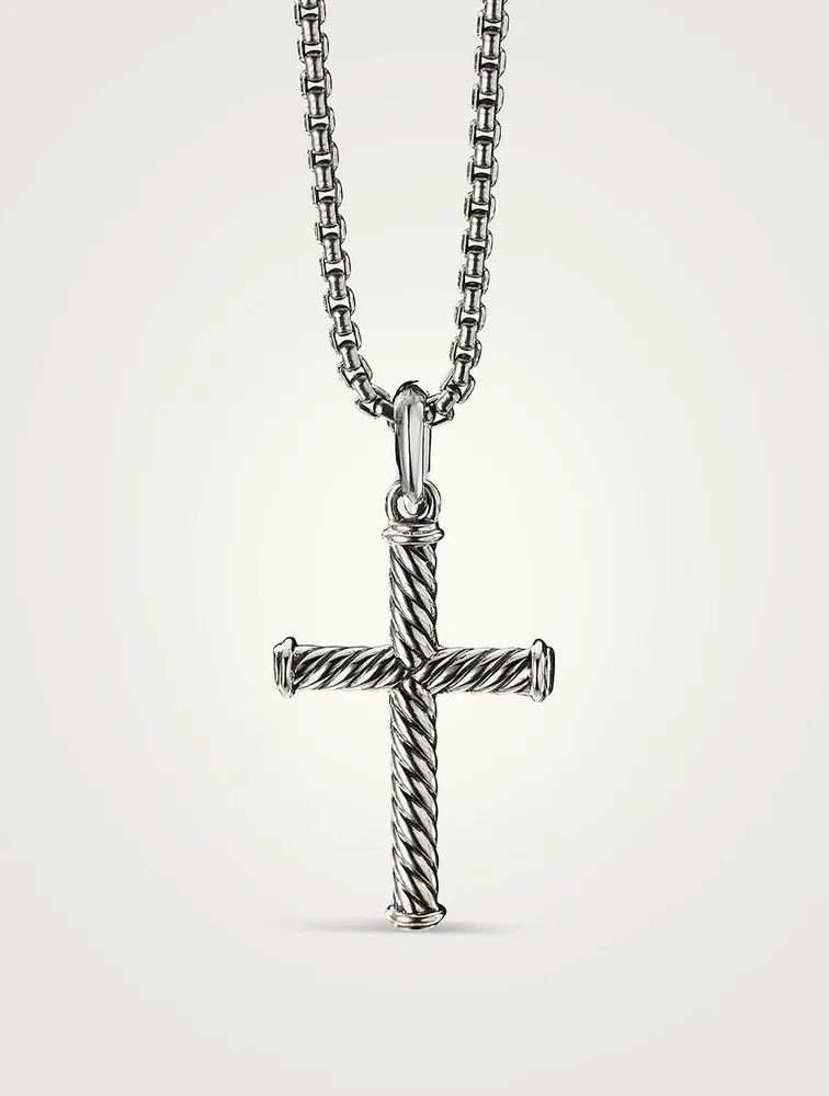 Cable Cross Pendant In Sterling Silver
