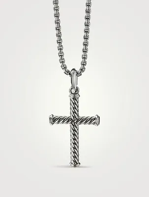 Cable Cross Pendant In Sterling Silver