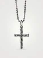 Cable Cross Pendant In Sterling Silver