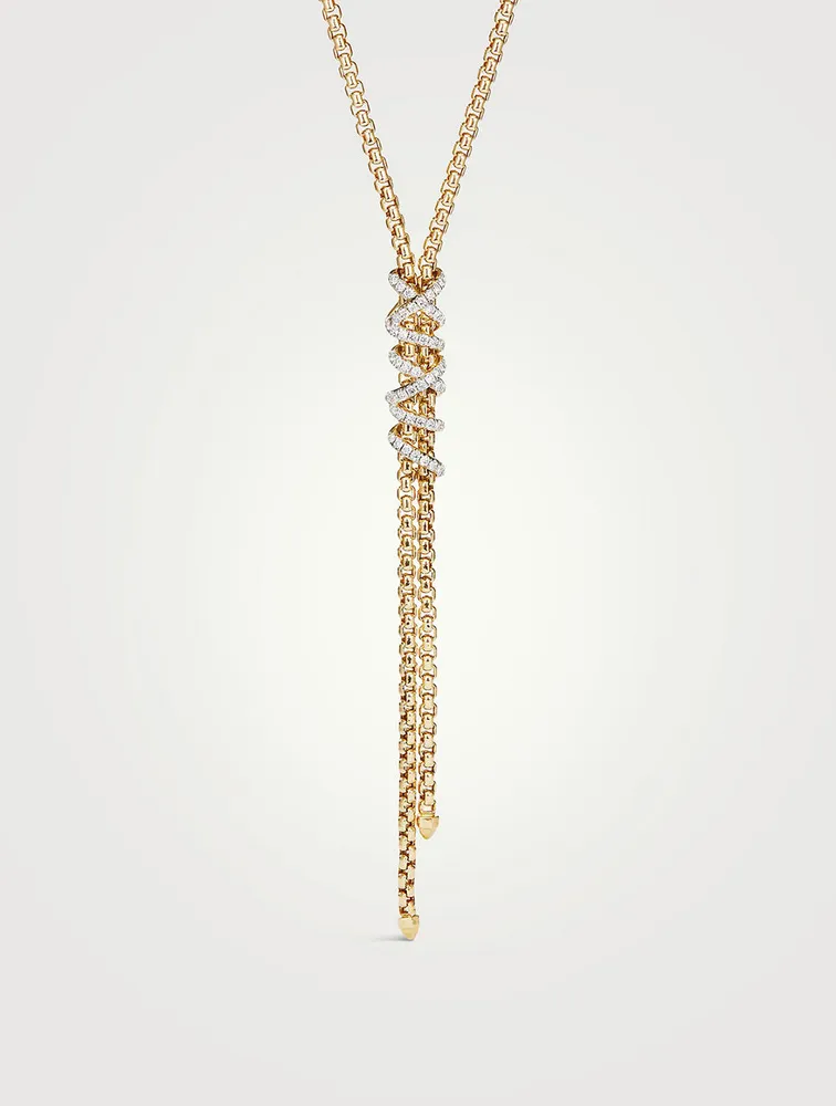 Helena Y Necklace In 18k Yellow Gold With Pavé Diamonds