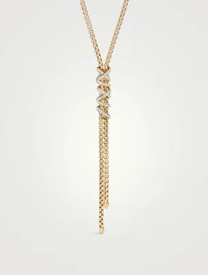Helena Y Necklace In 18k Yellow Gold With Pavé Diamonds