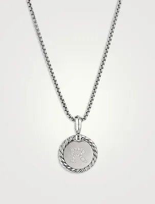 R Initial Charm In Sterling Silver With Pavé Diamonds