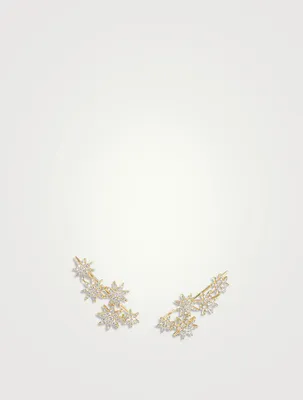 Starburst Climber Earrings In 18k Yellow Gold With Full Pavé Diamonds