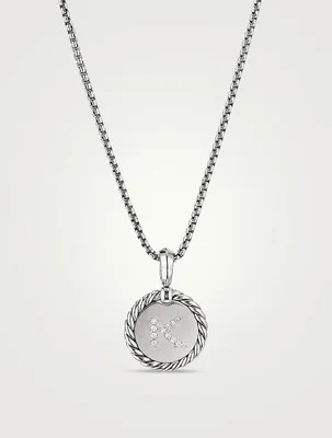 K Initial Charm In Sterling Silver With Pavé Diamonds