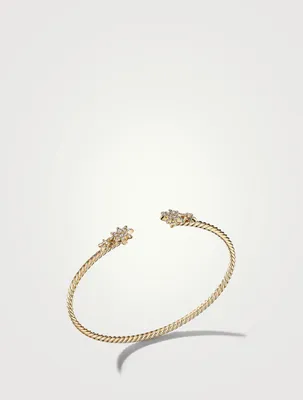Petite Starburst Cable Bracelet 18k Yellow Gold With Pavé Diamonds