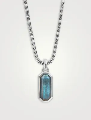 Emerald Cut Amulet In Sterling Silver With Labradorite
